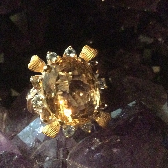 Magnificent,  Large AA+ Genuine Citrine & Tourmaline  Ring - Picture 10 of 13